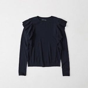 Abercrombie & Fitch navy blue ruffle sweater